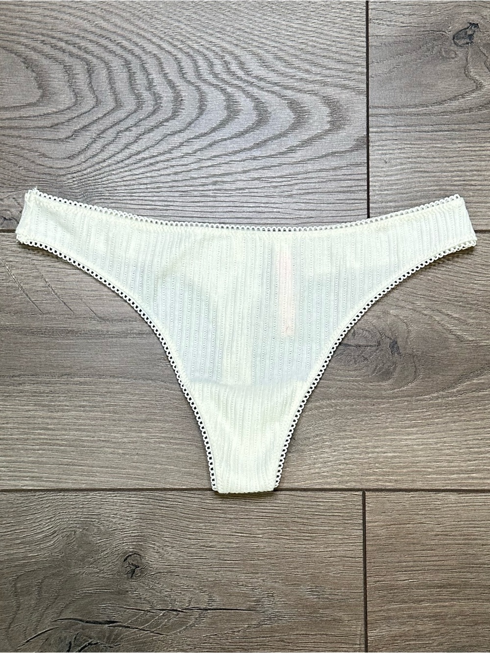 Pink By Victoria's Secret Cream Thong Panty Size Large
